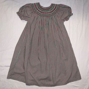 Girls smocked Christmas plaid dress 4t